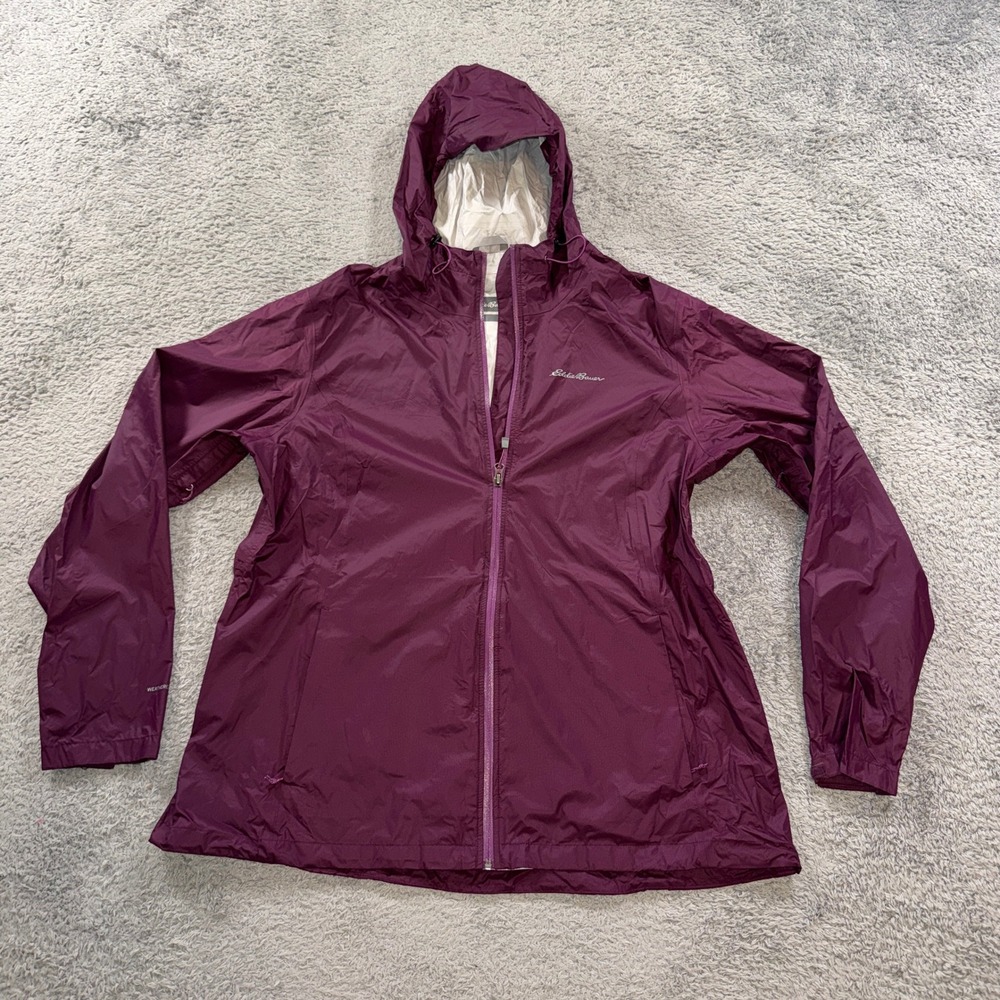 Eddie Bauer Womens Rain Jacket T2XL Purple Weatheredge Hooded Ripstop